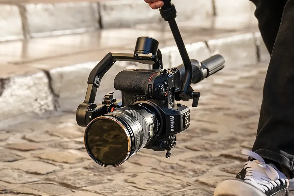 Nikon Z8 mirrorless camera with FTZ II adapter and video accessories