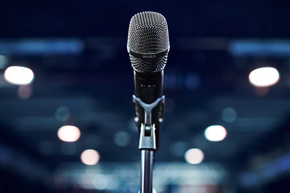 Handheld microphone used for street interviews and live reporting
